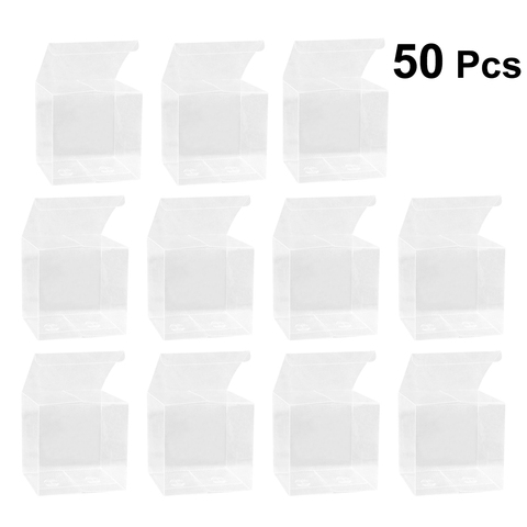 50pcs Clear Plastic Boxes For Gifts Pvc Packing Box Gift Packaging Transparent Candy Box Wedding Gift Boxes Wedding Party Favors ► Photo 1/6