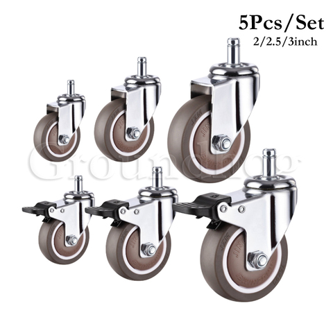 5Pcs/Set Mute Swivel Caster Wheels 2/2.5/3 Inch Universal circlip Rubber Mute Casters Replacement Office Chair Gaming Chair ► Photo 1/6