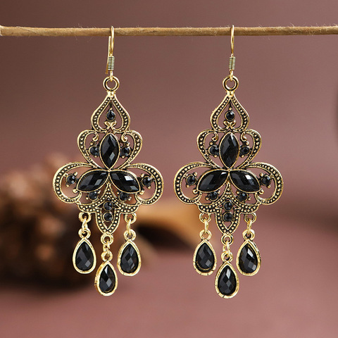 Ethnic Vintage Earrings 2022 Trend Bohemian Zinc Alloy Hollow Out Resin Flowers Women Earrings Boho Jewelry ► Photo 1/6