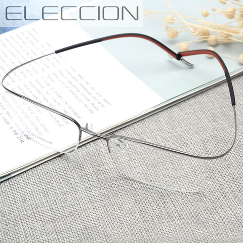 ELECCION Eyebrow Prue Titanium Optical Frame Glasses for Men Women 2022 New Fashion Metal Half Rimless Rim Clear Eyewear ► Photo 1/6