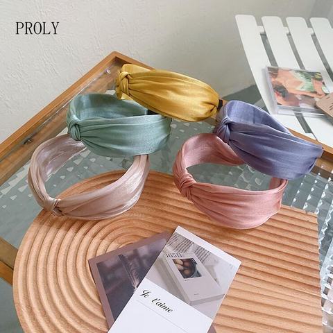 PROLY New Fashion Wide Side Hairband For Women Classic Spring Summer Headband Center Knot Hair Accessories Adult Turban ► Photo 1/6