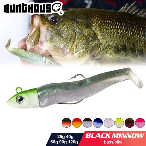 Hunthouse black minnow 70mm/7g 85mm/12g 100mm/25easy shiner fishing lure soft lure lead jig bait bass pike fishing leurre souple ► Photo 1/6