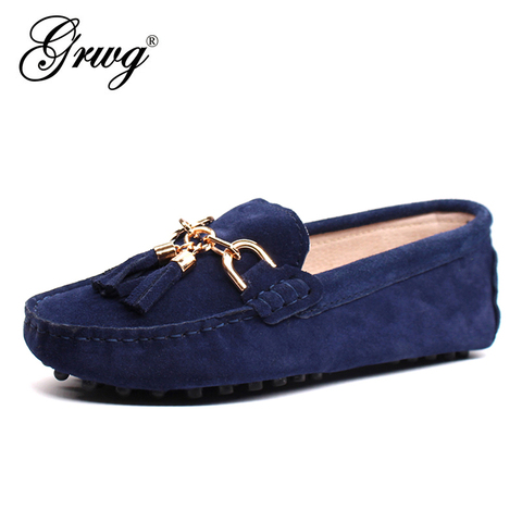 GRWG 2022 New Arrival Casual Womens Shoes Genuine Leather Women Loafers Moccasins Fashion Slip On Women Flats Shoes ► Photo 1/5