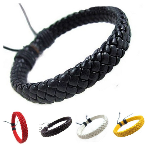 Simple Design Black Leather Bracelet For Women Men Punk Rope Chain Charms Bangles Gothic Jewelry Gifts A621 ► Photo 1/6