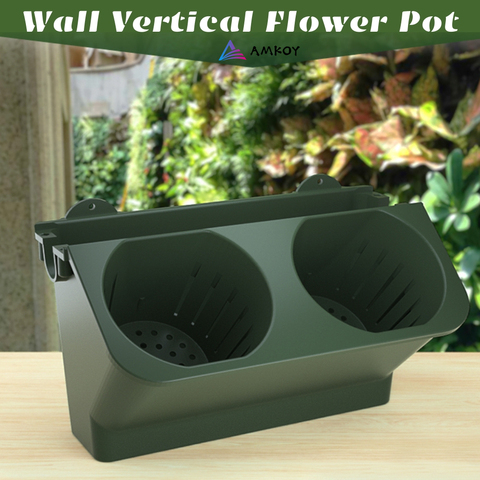 AMKOY Self Watering Flower Pot Stackable Wall Planter Garden Plastic Pots Wall Hanging Vertical Succulents Plant Bonsai Pot Home ► Photo 1/6