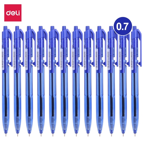 DELI Ballpoint Pen 12Pcs/Box tip 0.5mm/0.7mm EQ020/EQ021 smoothing writing low viscosity ink pens office stationery ► Photo 1/6