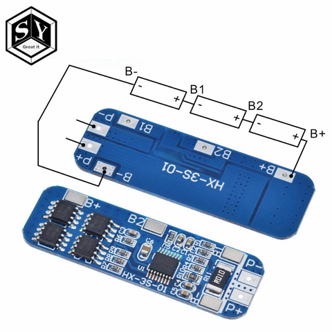 GREAT IT  3S 12V 18650 10A BMS Charger Li-ion Lithium Battery Protection Board Circuit Board 10.8V 11.1V 12.6V Electric ► Photo 1/6