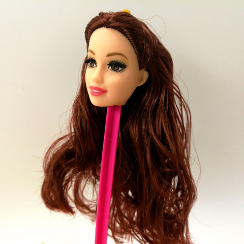 Lowest Price Excellent Quality Doll Head with Colorized Hair Girl Doll Accessories DIY Gift For Barbie Dolls head ► Photo 1/5