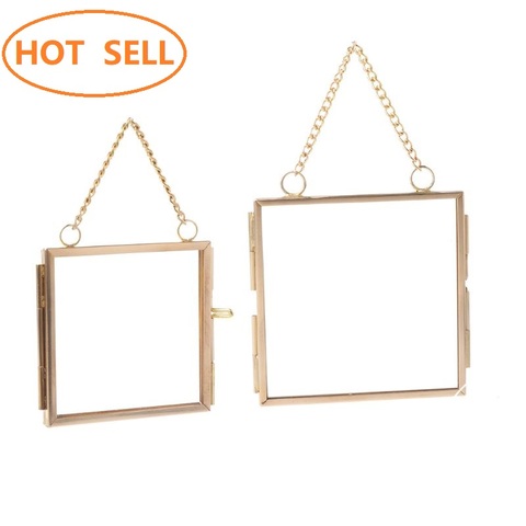 Creative DIY Chain Retro Metal Photo Frame High Translucent Glass Photo Frame Specimen Folder 2 Size Optional ► Photo 1/6