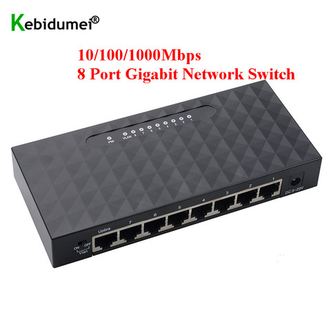10/100/1000Mbps 8 Port Gigabit Network Switch Gigabit Ethernet Network Switcher RJ45 Lan Hub High Performance Ethernet EU Plug ► Photo 1/6