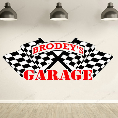 Personalized Garage wall Decal Removable Garage vinyl wall  Sticker Custom name  Wall Art mural HJ655 ► Photo 1/6