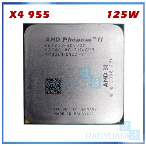 AMD Phenom II X4 955 X4-955 125W 3.2Ghz Quad-Core DeskTop CPU HDZ955FBK4DGM HDZ955FBK4DGI HDX955FBK4DGM Socket AM3 ► Photo 1/1