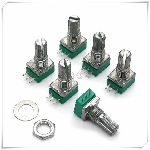 RV097 mono 3-pin potentiometer B5K B10K B20K B50K B100K power amplifier sealed potentiometer flower shaft 15mm ► Photo 1/2