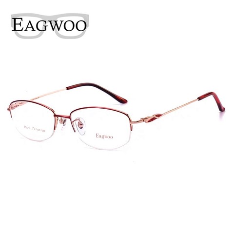 Pure Titanium Eyeglasses Women Glasses Designed Elegant Golden Glasses Half Rim Spectacle High Grade Prescription Eye Glasses ► Photo 1/4