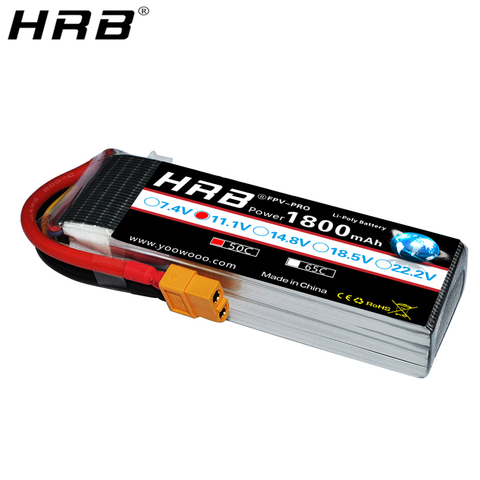 HRB 11.1V 1800mah 3S XT60 EC5 Lipo Battery XT90 EC2 T Deans EC3 RC Parts 50C For FT012 Racing Boat Car Airplane Copter FPV Drone ► Photo 1/6