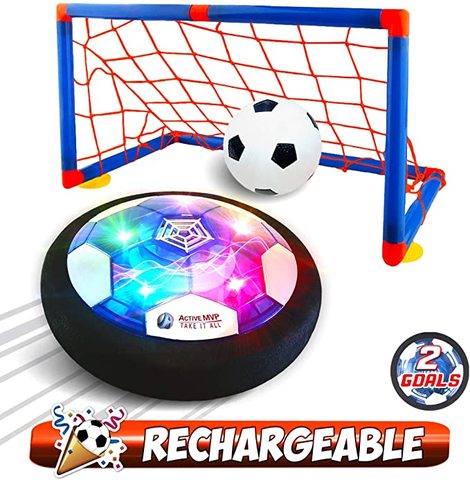 Floating LED Football Toys Air Power Soccer Disc Hovering Football Game Light Toy Flashing Ball Toys with Soccer goals ► Photo 1/6