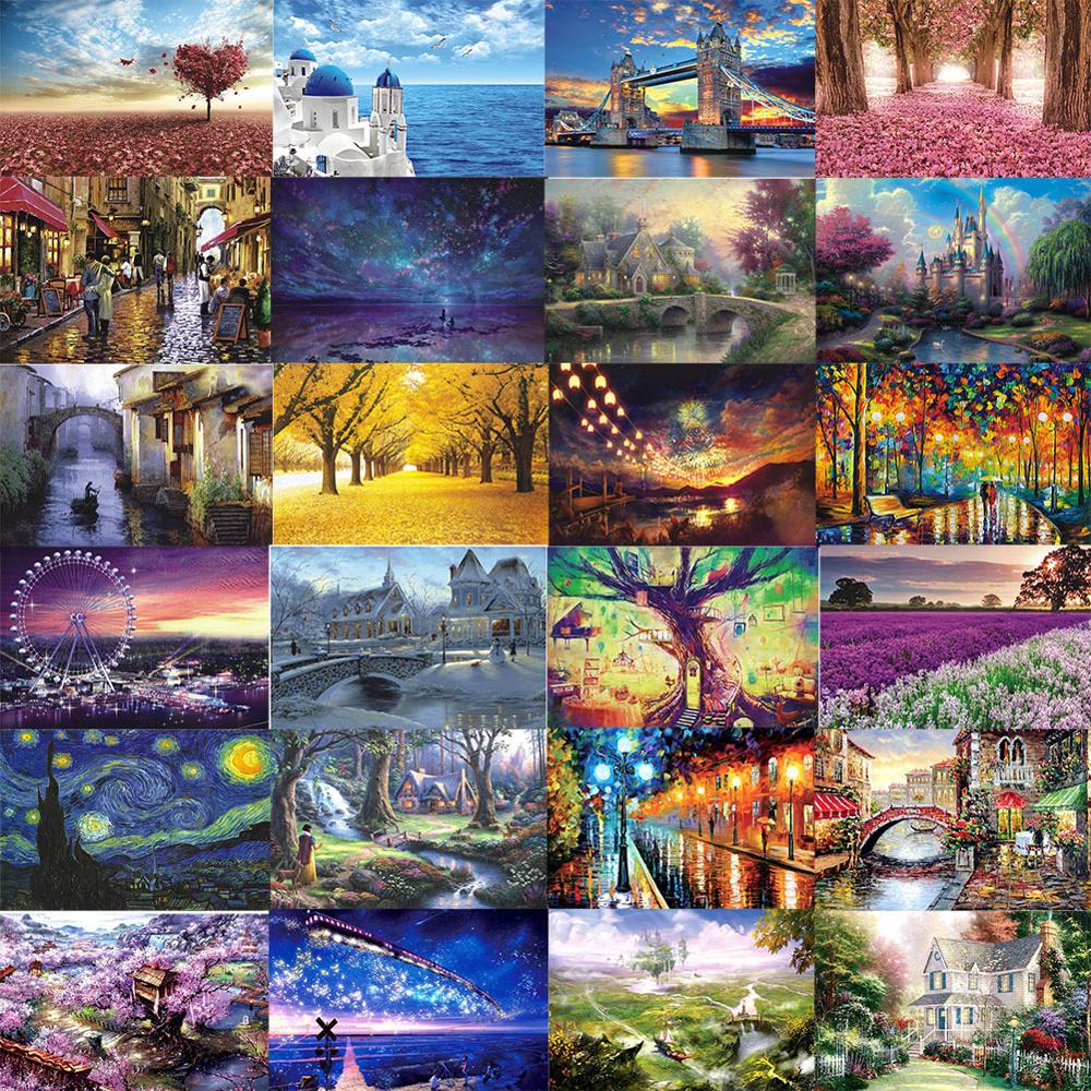 1000pcs Paper Puzzle Scenery Jigsaw Educational Toys for Adults Kids F 