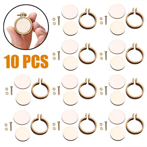 10 set Mini Embroidery Hoop Ring Wooden Cross Stitch Frame For Hand Crafts for Creative Gifts Jewelry Making Wall Decoration ► Photo 1/6