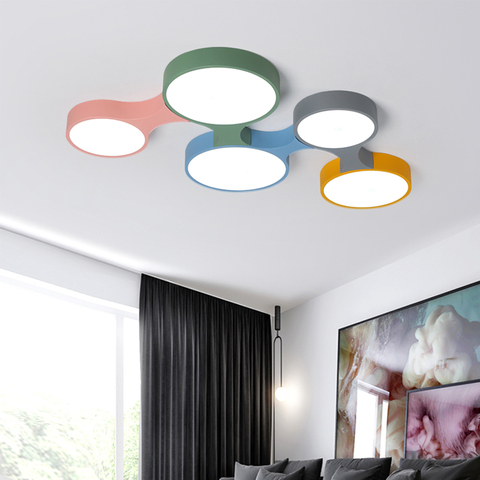 Modern LED Colorful Dimmable Ceiling Light with Remote Nordic Round Lamp for Girls Kids Children Bedroom Living Room Kitchen ► Photo 1/6