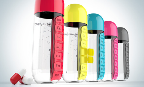 600ml Pill Bottle Plastic Water Bottle Combine Daily Pill Boxes Organizer Drinking Bottles Leak-proof Bottle Tumbler Outdoor ► Photo 1/6