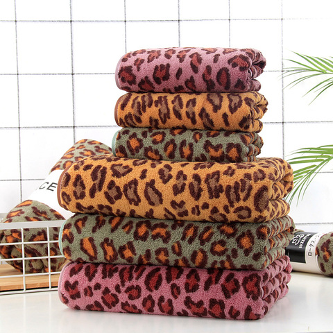 2pcs/set 2022 New Coral Velvet Leopard Towel set bath towels face towel set soft bath face hand towel Bathroom towel sets ► Photo 1/6