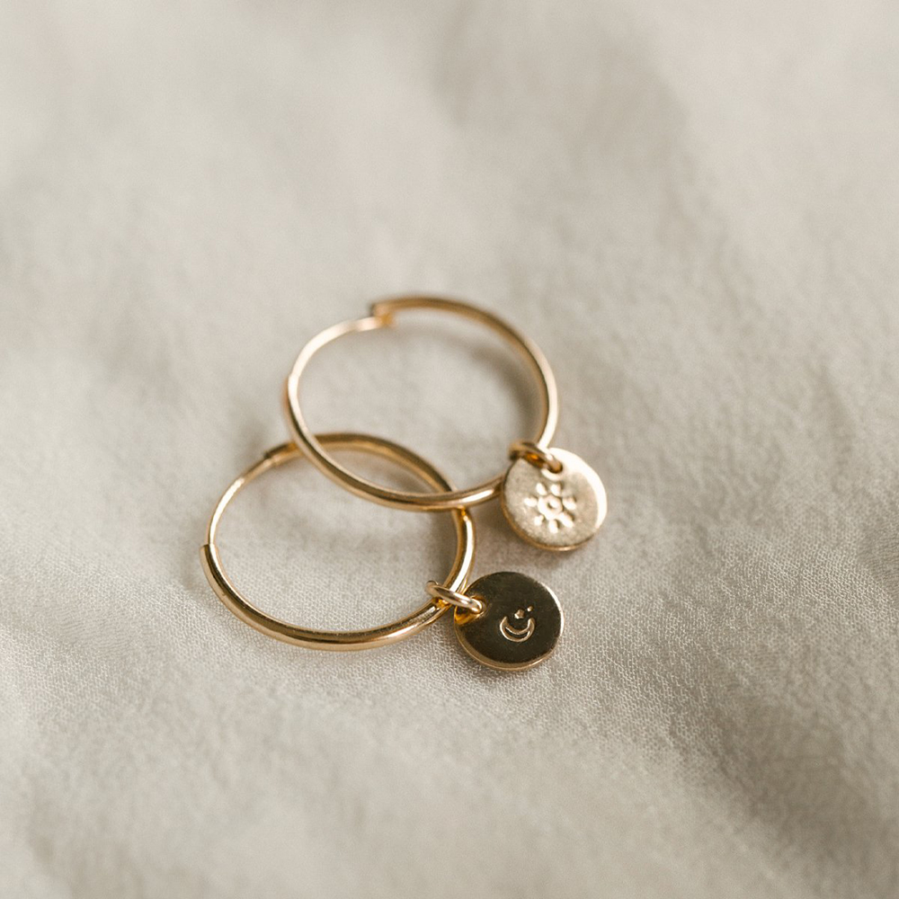 Coin series dainty STAR gold plated hoops