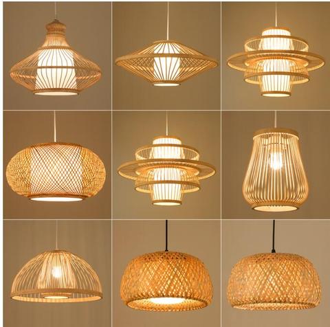 Japanese-style Bamboo Retro Hanging Light Fixtures Wicker Pendant Light Living Room Hotel Restaurant Aisle Hanging Lamp Decor ► Photo 1/6