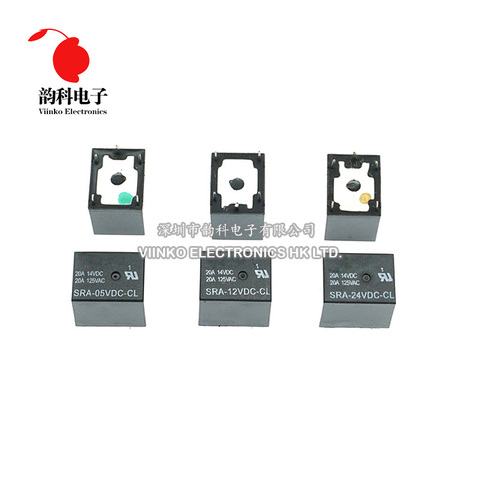 5pcs 5V 12V 24V 20A DC Power Relay SRA-05VDC-CL SRA-12VDC-CL SRA-24VDC-CL 5Pin PCB Type Black Automobile relay ► Photo 1/6