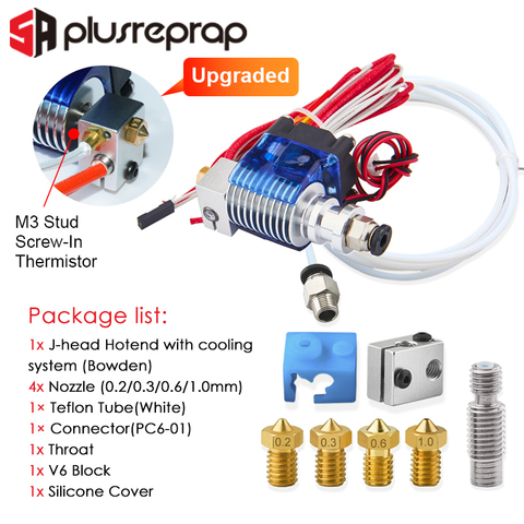 V6 J-head Hotend Bowden Wade Extruder Heater Thermistor Fan Nozzle Heat sink for 1.75/3.0mm Filament Nozzle PTFE Tube 3D Printer ► Photo 1/5