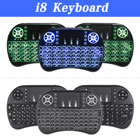 I8 Russian English Spainish 2.4GHz Backlit Wireless Mini Keyboard Air Mouse Remote Control with Touchpad For Android TV Box ► Photo 1/6