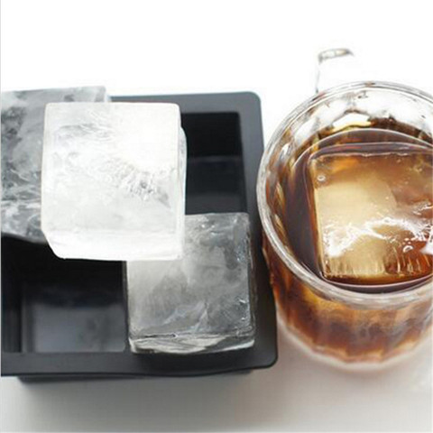 4 Hole Big Cube Jumbo Large Silicone Ice Cube Square Tray Mold Mould Ice Cube Maker Kitchen Accessories ► Photo 1/6