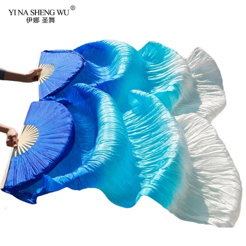 1pair/1pc Imitation Silk Belly Dance Veil Fans Bamboo Ribs Handmade Dyed Performance Long Fan Belly Dancing Imitation Silk Fans ► Photo 1/5