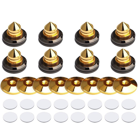 8 Set Golden-Plated Speaker Spikes, Speaker Stands CD o Subwoofer Amplifier Turntable Isolation Feet ► Photo 1/6