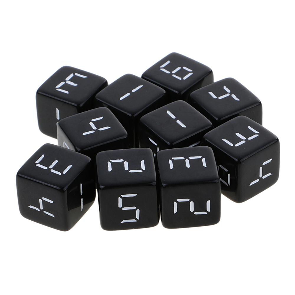 Set of 10 Large Six Sided Square Opaque 19mm D6 Dice 5 Black and 5 White Die 