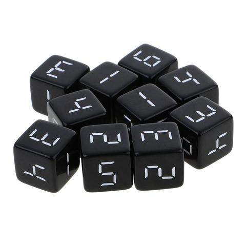 10 pcs D6 Dice Six Sided Die Black With White Numbers Square Edged Dice for Funny Party Club Pub Board RPG Playing Game 16mm ► Photo 1/6