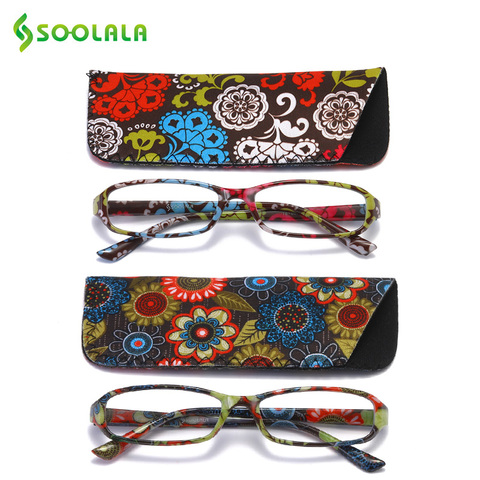 SOOLALA 2pcs Floral Printed Anti Blue Light Glasses Spring Hinge Protection Glasses Frame For Computer Blue Light Blocking Women ► Photo 1/6