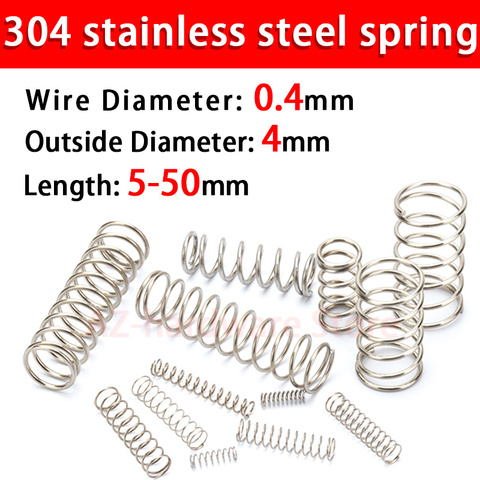 304 stainless steel compression spring, return spring, steel Wire Diameter 0.4mm outside diameter 4mm pressure spring 10 Pcs ► Photo 1/6