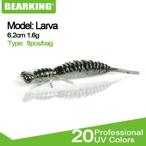 BEARKING Larva Soft Lures 6.2cm 1.6g 8pcs/bag Fishing Artificial Silicone Bass Pike Minnow Swimbait Jigging Plastic Baits Worm ► Photo 1/6