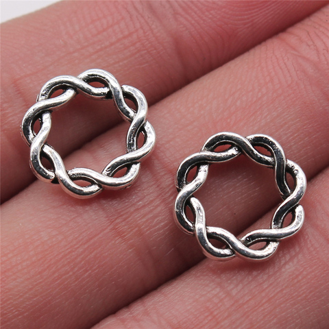 WYSIWYG 8pcs Charms Hemp Wreath Antique Silver Color 14x14mm Metal Alloy Charms Jewelry Diy Accessories ► Photo 1/3
