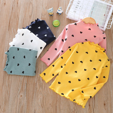 New Cotton Autumn Boys Girls Basic Shirts Winter Turtleneck Collar T Shirt For 1-6Years Baby Girl Long Sleeve Clothes Comfort ► Photo 1/6