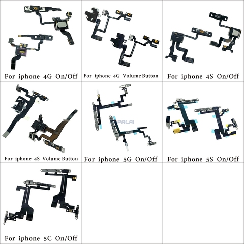 1 Piece High Quality Power Button On Off Flex Cable For iPhone 4 4G 4S 5G 5 5S 5C Plus Mute Volume Switch Connector Ribbon Parts ► Photo 1/6