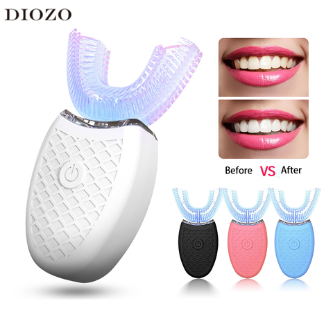 360 Degrees Intelligent Automatic Sonic Electric Toothbrush U Type 4 Modes Tooth Brush USB Charging Tooth Whitening Blue Light ► Photo 1/6