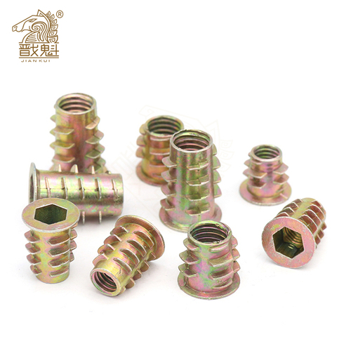 10/25/50Pcs M4 M5 M6 M8 M10 Zinc Alloy Thread For Wood Insert Nut Flanged Hex Drive Head Woodworking Furniture Nuts ► Photo 1/4