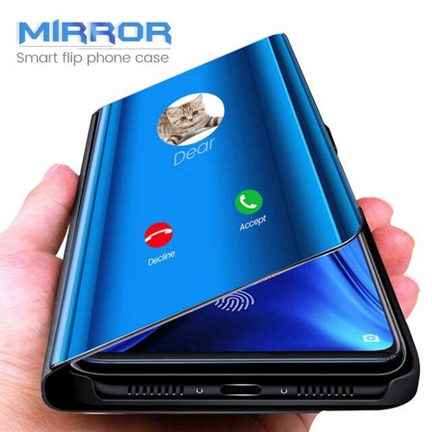 Mirror Smart Case For Xiaomi Redmi Note 8 7 6 5 Pro Cover PU Leather Stand Flip Case For Xiaomi Redmi 9A 6A Pro Plus Mi A2 lite ► Photo 1/6