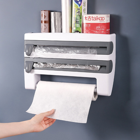 Professional Aluminum Foil Plastic Wrap Dispensers with Slide Cutter Preservative Film Cutter Kitchen paper towl Holder Storage ► Photo 1/6
