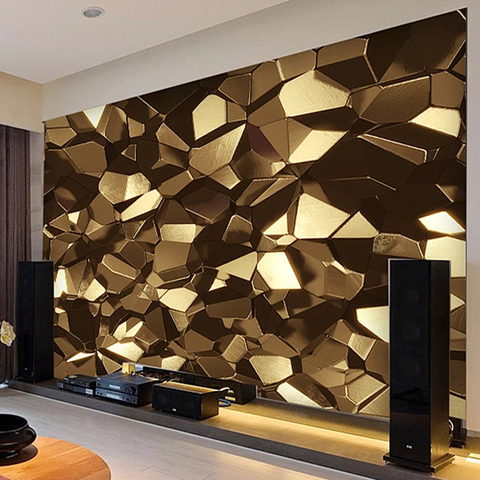 Modern 3D Golden Polygon Geometric Wallpaper Living Room TV Bedroom Abstract Art Photo Wall Mural KTV Bar Creative 3D Wall Paper ► Photo 1/6