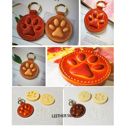 Leather Craft Dog Cat Paw Key Ring DIY Handing Decoration Shape Modeling Plastic Mold with Die Cutting Plastic Mould Set 60mm ► Photo 1/5