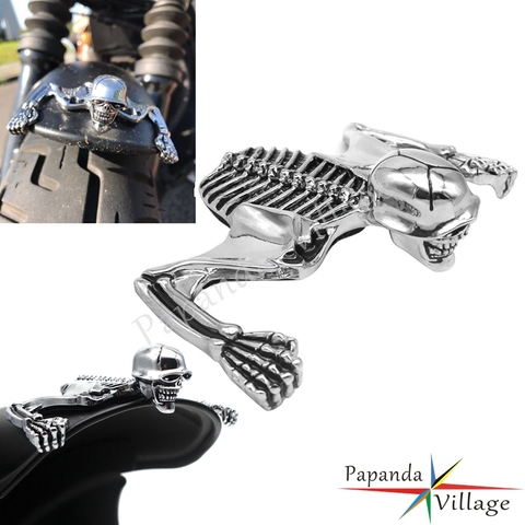 For Harley Bobber Chopper Headlight Visor Skeleton Ornament Mudguard Helmet Skull Decorative Helmet Visor Figure Graph Chrome ► Photo 1/6