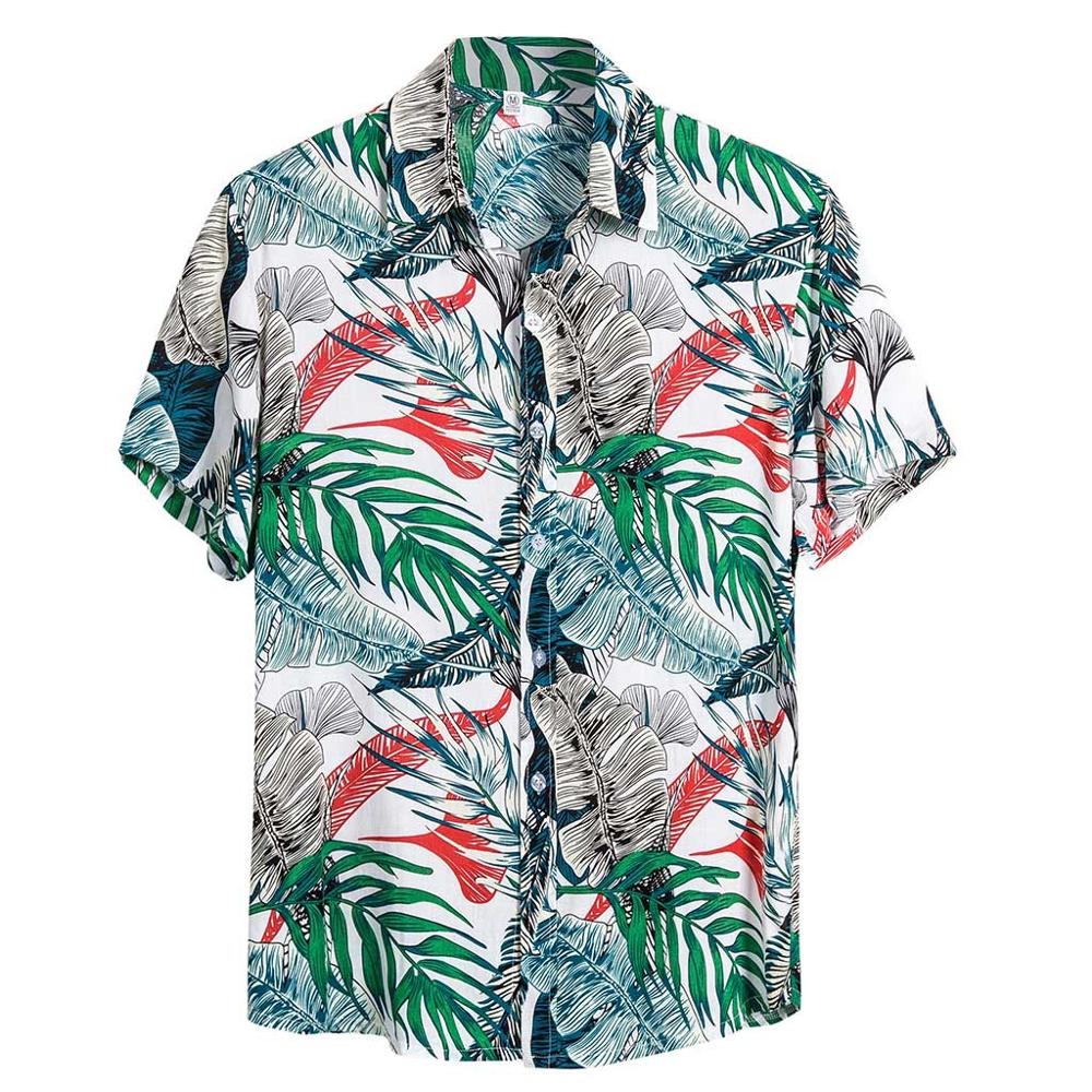 Mens Ethnic Short Sleeve Casual Cotton Linen Beach Hawaiian Shirt Blouse New 