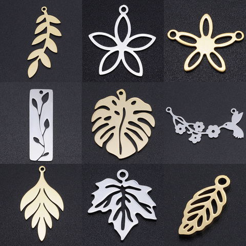 5pcs/lot Flower Leaf DIY Charms Wholesale 100% Stainless Steel Natural Bird Connectors Charm Turtle leaves  Jewelry Pendant ► Photo 1/6